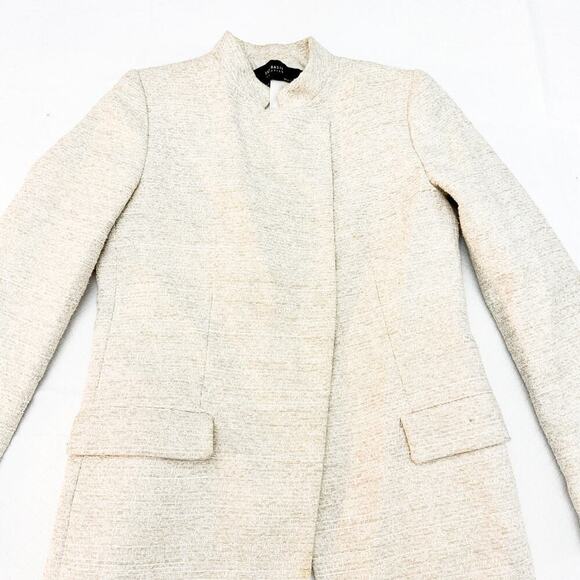 Zara Cream Long Blazer Jacket Woven Tweed Light Colors Size Medium - Picture 4 of 4